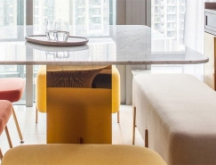 色彩的碰撞：香港46平米单身公寓设计普贤居素材网精选