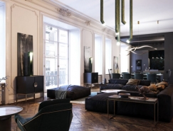 经典设计元素与现代家具结合：法国鲁昂黑白公寓设计素材中国网精选