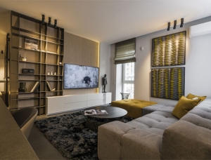 两套公寓合并，简约又质感的现代住宅设计普贤居素材网精选