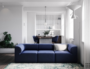 那一抹优雅气质蓝！65平精致小公寓设计素材中国网精选