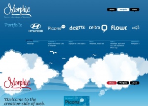 12个蓝天白云元素手绘插画风格网页设计 A