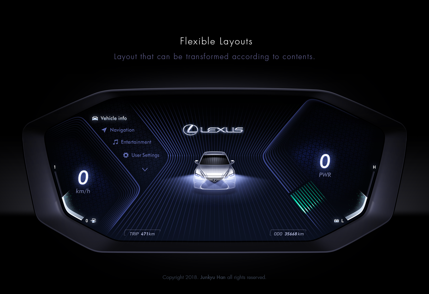 Junkyu Han：Lexus ES300H 汽车仪表盘UI概念设计