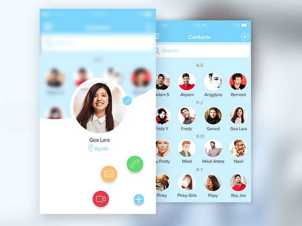 30个APP联系人和通讯录UI界面设计