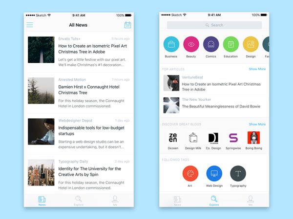 40个创意新闻APP界面UI设计