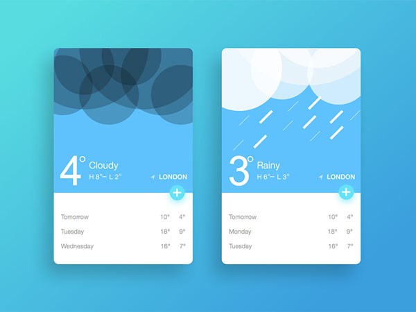 30款扁平化天气APP UI设计欣赏