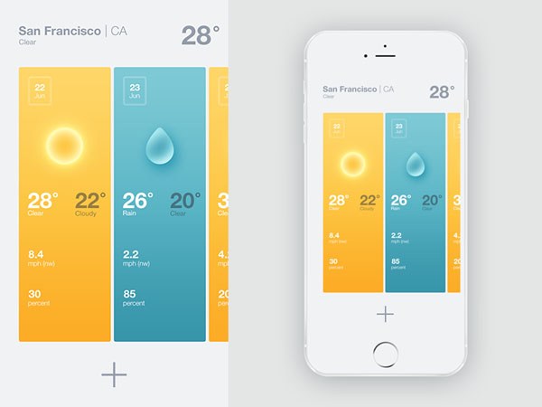 30款扁平化天气APP UI设计欣赏