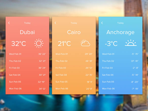 30个天气和气温APP UI设计欣赏