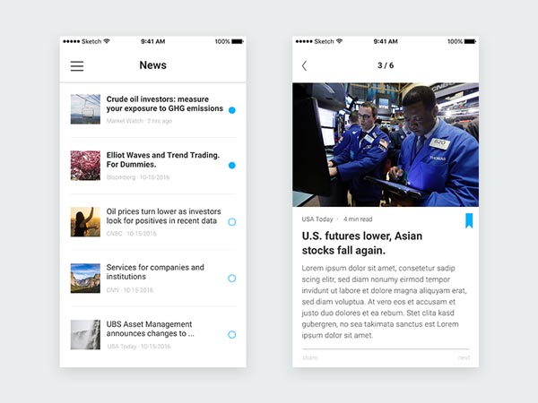 40个创意新闻APP界面UI设计