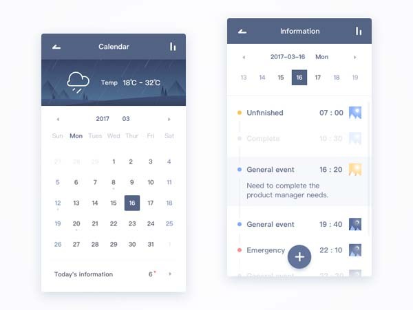 40个APP的日历UI设计