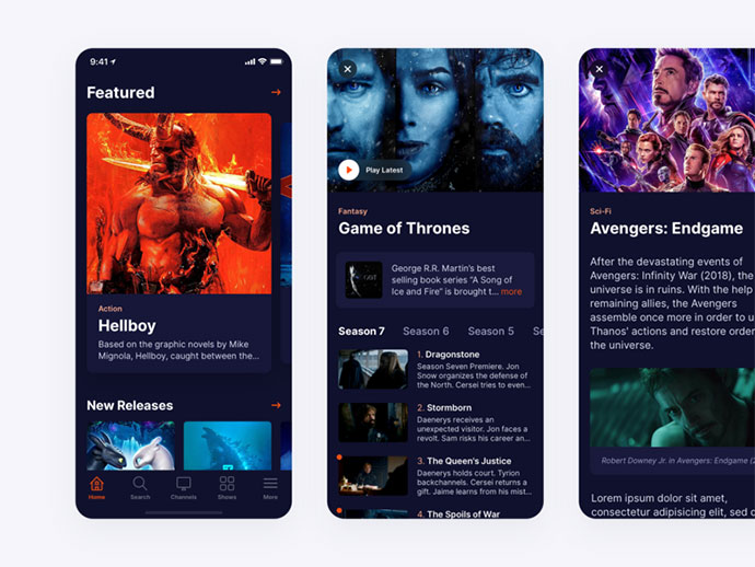 国外50款出色的影视APP UI设计欣赏