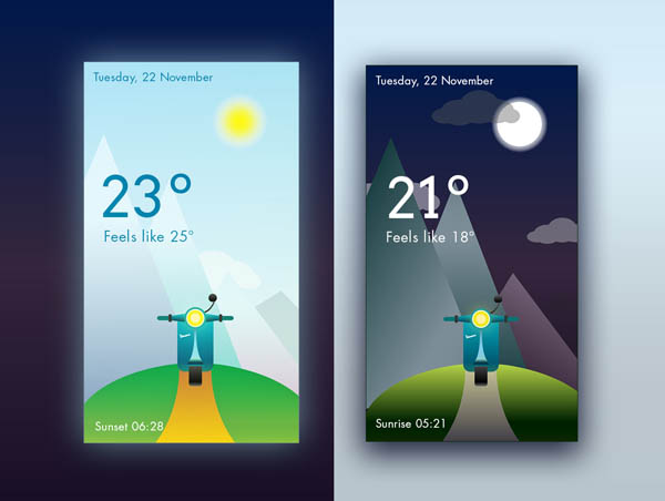 30个天气和气温APP UI设计欣赏