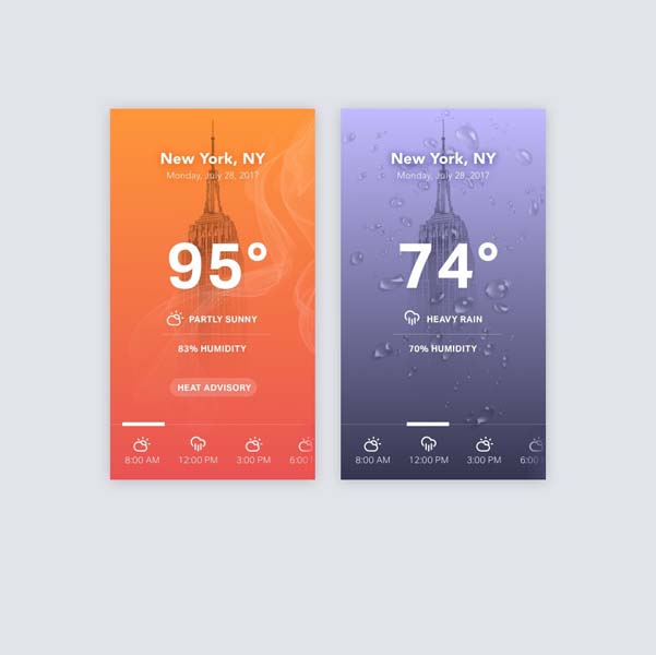 30个天气和气温APP UI设计欣赏