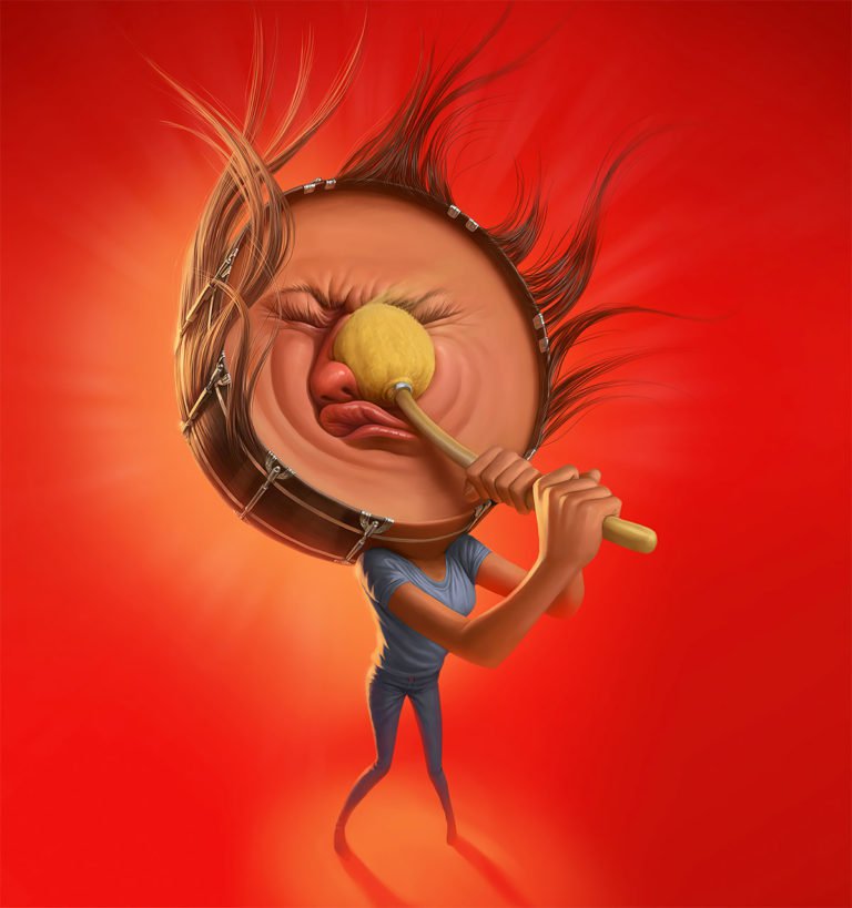 Tiago Hoisel：鼻炎药广告滑稽肖像插画