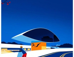 Levente Szabó以建筑师Oscar Niemeyer的作品为灵感的插画作品素材中国网精选