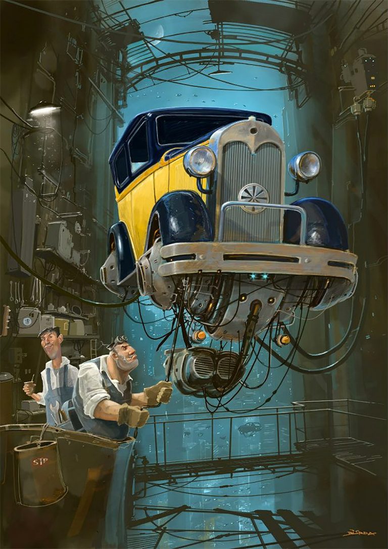 Alejandro Burdisio概念插画作品：飞翔的汽车