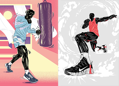 Nike App运动插画设计欣赏普贤居素材网精选