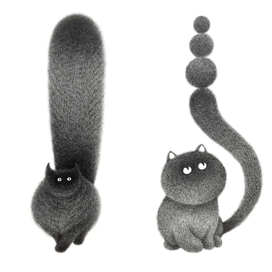 毛茸茸的猫:插画师Kamwei Fong插画作品