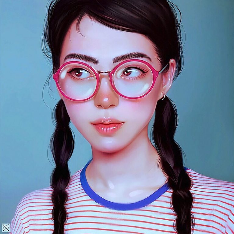 Julia Razumova富有表现力的女性肖像插画