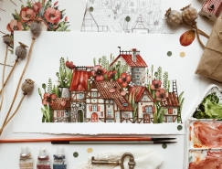 乌克兰Tonia Tkach画笔下迷人的花园小镇素材中国网精选