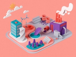 Nuria Madrid能源和环境主题3D插画设计16设计网精选