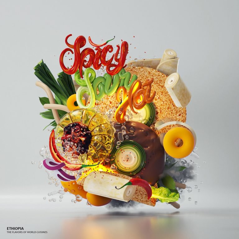 世界美食的3D艺术表现作品