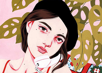 色彩，植物，柔美女人！Bijou Karman女性肖像插画素材中国网精选
