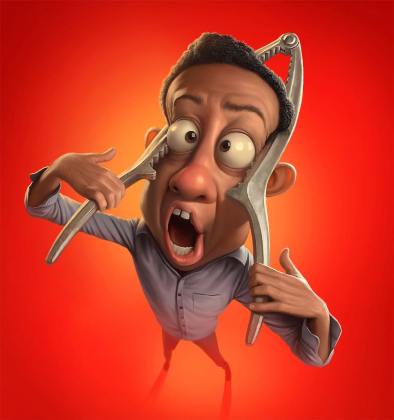 Tiago Hoisel：鼻炎药广告滑稽肖像插画