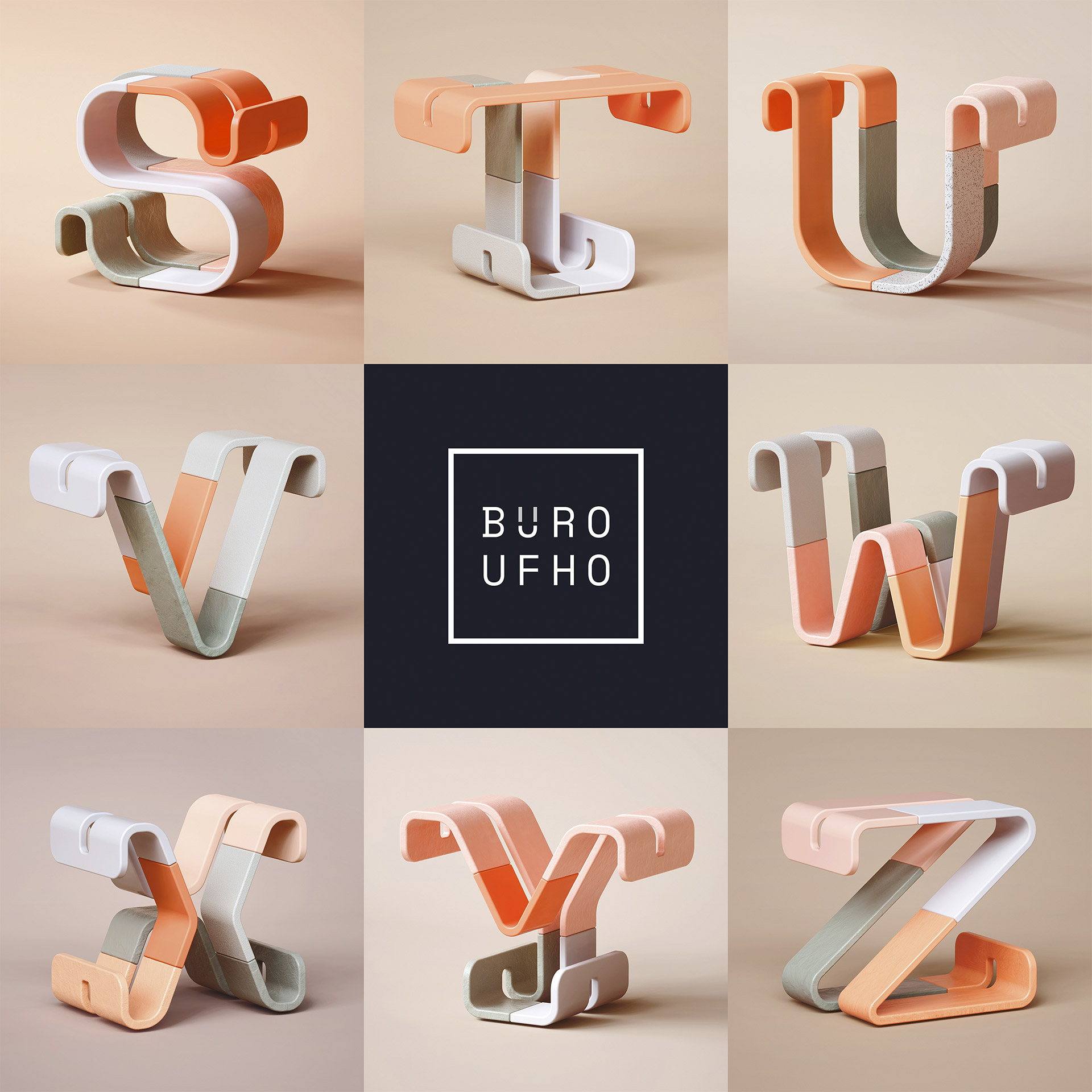 新加坡工作室BÜROUFHO：创意3D字母和数字