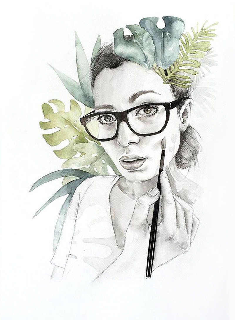 Tania Estevez水彩肖像插画欣赏