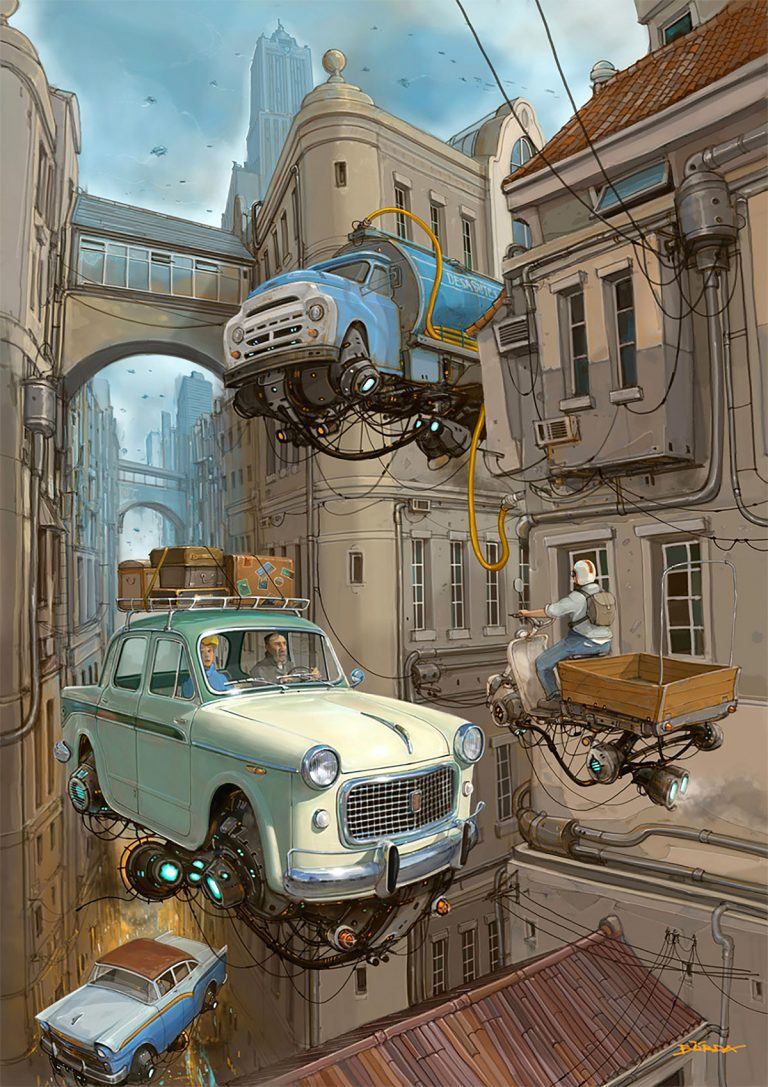 Alejandro Burdisio概念插画作品：飞翔的汽车