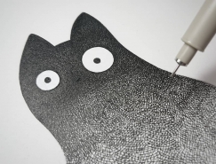 无数细线勾画的可爱猫咪：Luis Coelho的可爱插画作品素材中国网精选