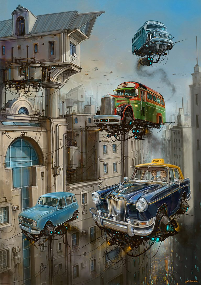 Alejandro Burdisio概念插画作品：飞翔的汽车