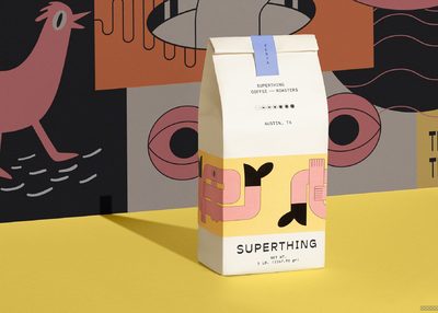 SUPERTHING奥斯汀咖啡品牌图形插画元素包装设计 [20P]