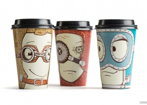Gawatt外卖咖啡连锁店转换表情的纸咖啡杯 [7P]