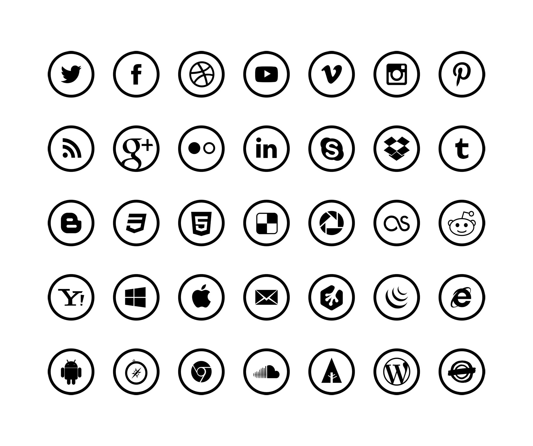Outline Social Icons