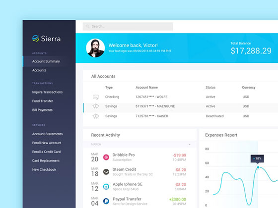 Sierra 银行仪表板16设计网精选sketch素材
