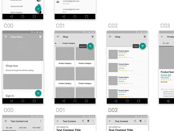 Android M Wireframe Kit素材中国
