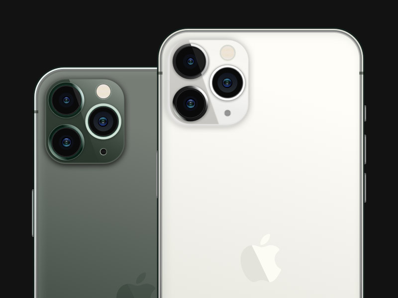 iPhone 11 Pro Max 暗夜绿和银色模