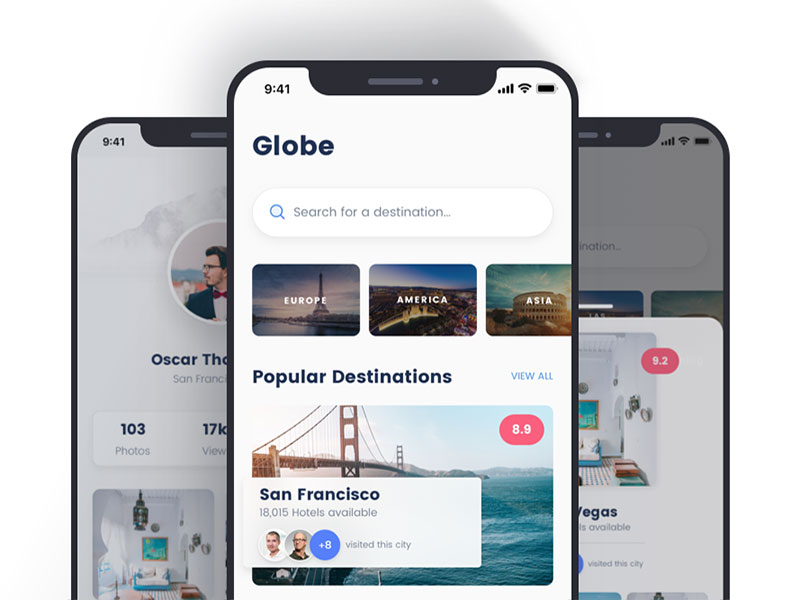 Globe 旅行应用界面包16设计网精选sketch素材