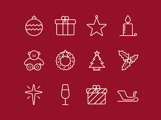 Outline Christmas Icons素材天下精选sketch素材