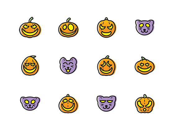 Halloween Pumpkin and Cat普贤居精选sketch素材