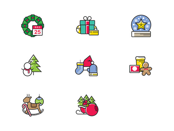 Christmas Color Icons16设计网精选sketch素材