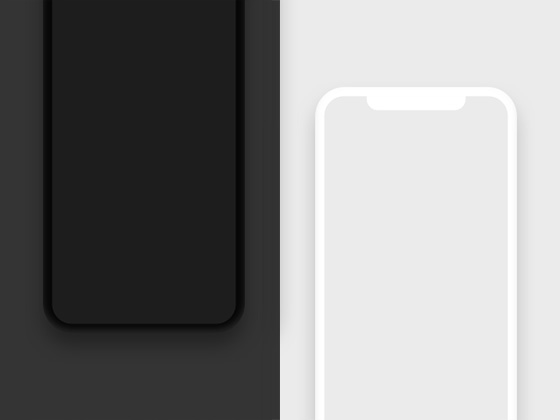 iPhone X 深空灰和银色扁平模型素