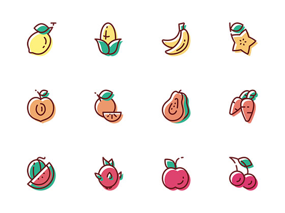 20 枚水果蔬菜图标16设计网精选ske
