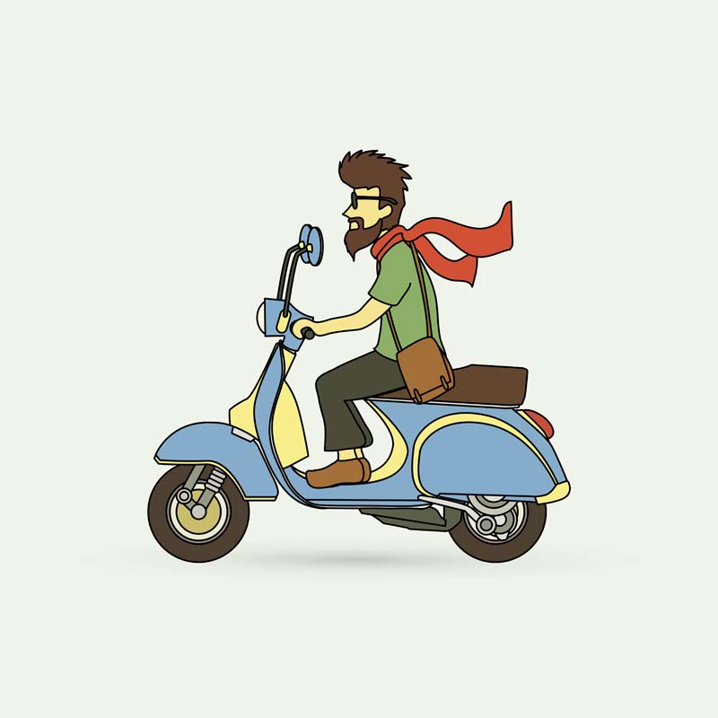 7款骑摩托车的男子卡通素材 
