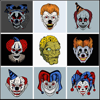 11款可怕恐怖的小丑素材中国矢量插图精选