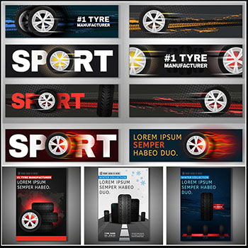 汽车轮胎海报横幅广告海报16素材网矢量素材精选