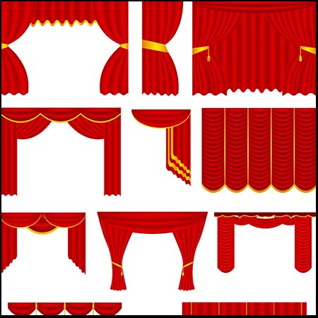 4套红色幕布素材中国矢量插图精选