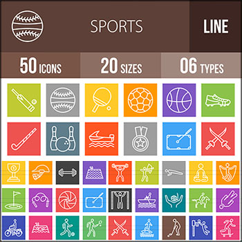 50个体育运动线性图标素材天下矢量素材精选