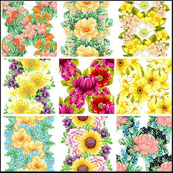 10款花卉图案无缝背景素材天下矢量